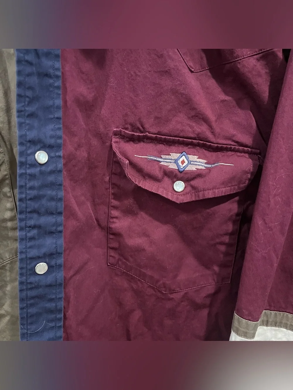 Cumberland Outfitters Colorblock Western Pearl Snap Long-Sleeve Shirt